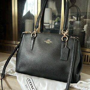 Coach, black w/ gold hardware, classic, shoulder w/strap